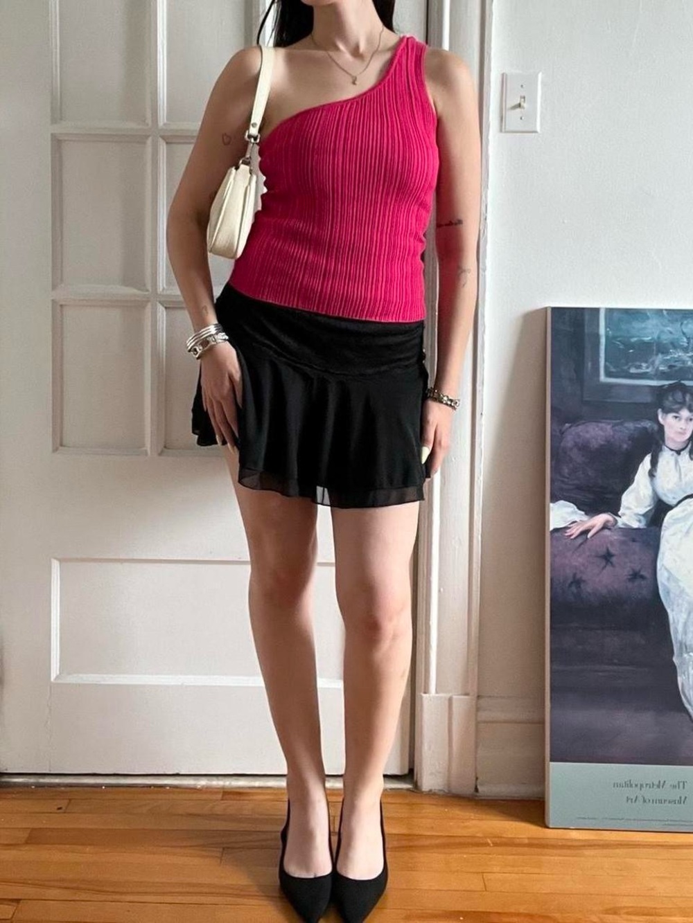 Size Small Hot Pink Dynamite One Shoulder Tank Top
